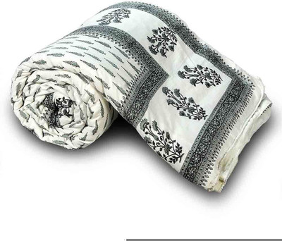 shree karni export Floral Double Comforter for  Mild Winter(Microfiber, Grey)