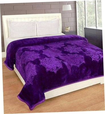 Convalexa Floral Double Mink Blanket for  Heavy Winter(Fur, Purple)