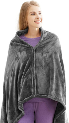SOCHEP Solid Single Electric Blanket for  Heavy Winter(Woollen Blend, Grey)