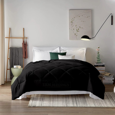 MeckHome Culture Solid Single Comforter for  Mild Winter(Microfiber, Black)