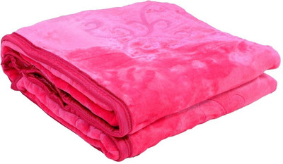 SPANGLE Self Design Double Mink Blanket for  Mild Winter(Microfiber, Pink)