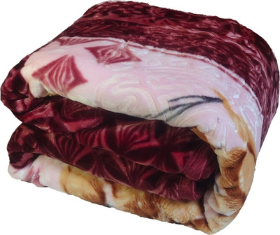 HOLYKRAFT Self Design Double Mink Blanket for  Heavy Winter(Microfiber, Maroon)