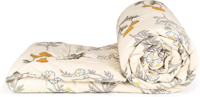 Livpure Smart Printed Single Comforter for  Heavy Winter(Polyester, Beige floral)