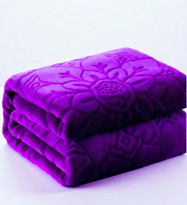 GKM Floral Double Mink Blanket for  Heavy Winter(Microfiber, Purple)