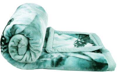 BSB HOME Embroidered Single Mink Blanket for  Heavy Winter(Polyester, Green)