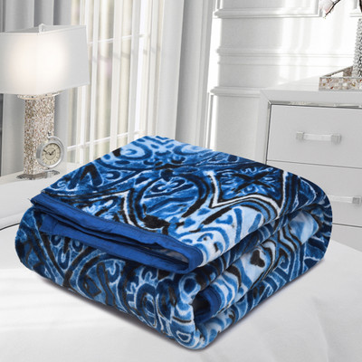 SPANGLE Printed Double Mink Blanket for  Heavy Winter(Microfiber, R. Blue)