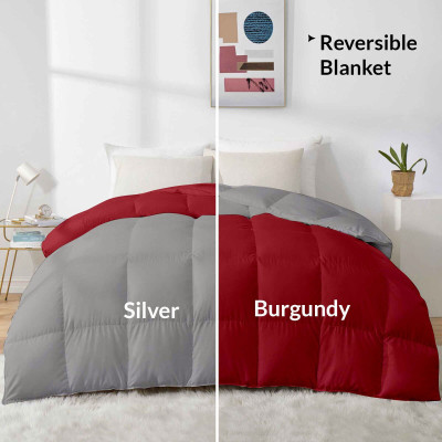 Razzai Solid Double Comforter for  Heavy Winter(Microfiber, Burgundy, Silver)