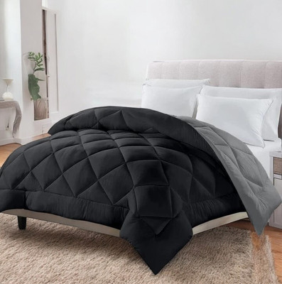 sentiments Solid Single Mink Blanket for  Mild Winter(Polyester, BlackGrey)
