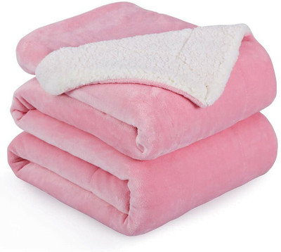 VAS COLLECTIONS Solid Double Sherpa Blanket for  Heavy Winter(Polyester, ligfht pink1)