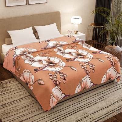 Story@home Printed Double AC Blanket for  Mild Winter(Polyester, White, Brown)