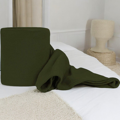 The Home Talk Solid Single Fleece Blanket for  AC Room(Polyester, Green)