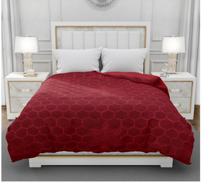 TUNDWAL'S Floral Double Mink Blanket for  Mild Winter(Microfiber, Maroon)