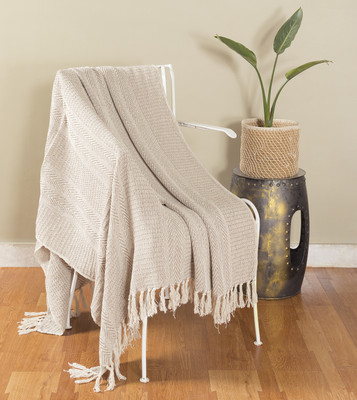 Ravaiyaa - Attitude Is Everything Printed Single AC Blanket for  AC Room(Cotton, Beige Chevron Stripe)