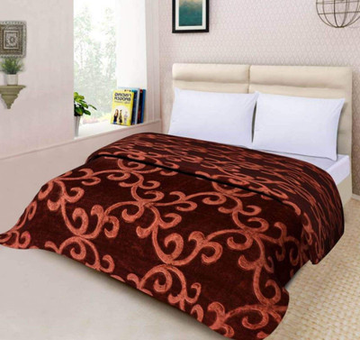 Swikon star Floral Single Mink Blanket for  Heavy Winter(Polyester, Brown)