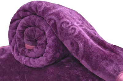 TUNDWAL'S Floral Double Mink Blanket for  Mild Winter(Microfiber, Purple)