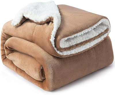 BSB Trendz Solid Double Sherpa Blanket for  Heavy Winter(Polyester, Brown)