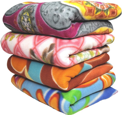 HOMIEE Floral Single Fleece Blanket for  Heavy Winter(Polyester, Multi Print 4)