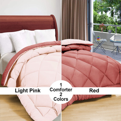 Flipkart SmartBuy Solid Double Comforter for  AC Room(Microfiber, Burgundy & Pink)