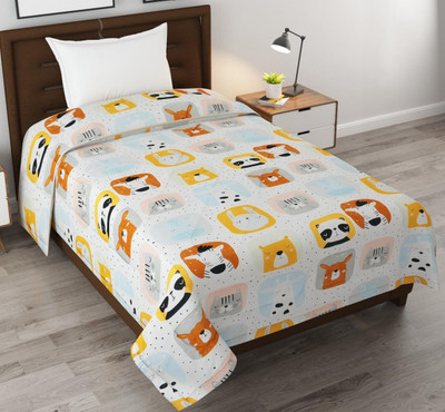 Freshfromloom Printed Single AC Blanket for  AC Room(Microfiber, Cream Panda)