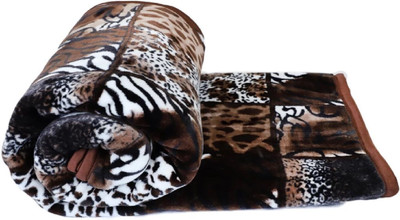 CAV Printed Single Mink Blanket for Mild Winter(Polyester, Brown)