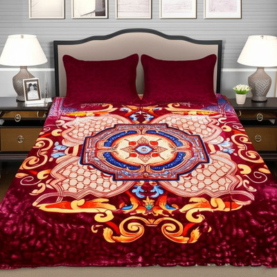 ACZO FEEL Abstract Double Mink Blanket for  Mild Winter(Microfiber, Multicolor)