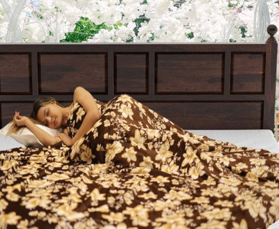 KIXTA Self Design Double AC Blanket for  AC Room(Microfiber, coffee flowers)