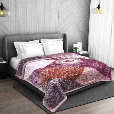 Signature Floral Double Mink Blanket for  Heavy Winter(Microfiber, Work From Home-Cozy Edition(Double Layered))