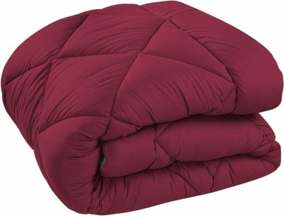 Yati Gallerie Checkered Double Comforter for  Heavy Winter(Microfiber, Maroon)