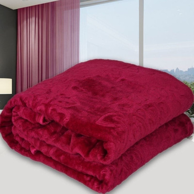 Convallexa Floral Double Mink Blanket for  Heavy Winter(Microfiber, Maroon)
