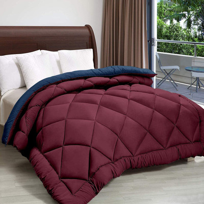 Comfowell Solid Double Comforter for  Heavy Winter(Microfiber, Maroon & Blue)