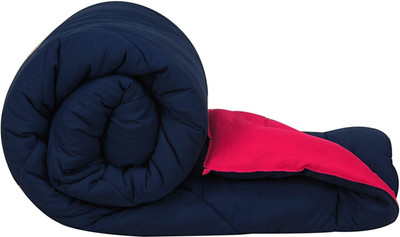 CRAZY WORLD Solid Double Comforter for  Mild Winter(Microfiber, Pink, Navy Blue)