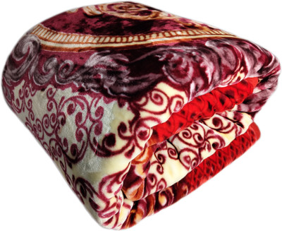 HOMIEE Floral Double Weighted Blanket for  Heavy Winter(Polyester, RED PRIINT)