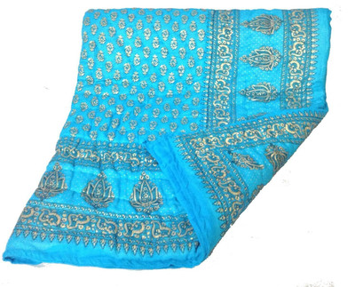 Gnudi Printed Single Quilt for  AC Room(Cotton, Firozy)