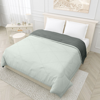 STEVE Solid Single Comforter for  Mild Winter(Microfiber, Light Grey-Dark Grey)