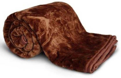 ACZO FEEL Self Design Double Mink Blanket for  Heavy Winter(Microfiber, Brown)