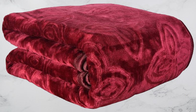 Retreat Self Design Single Mink Blanket for  AC Room(Woollen Blend, Maroon)