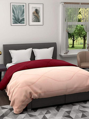 Relaxfeel Solid Double Quilt for  Heavy Winter(Polyester, Maroon & Peach)