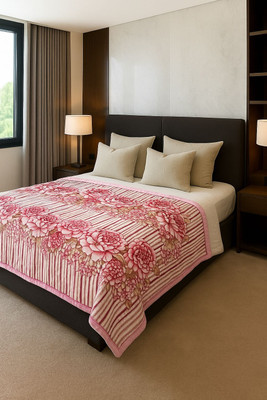 Signature Abstract Double Mink Blanket for  Mild Winter(Polyester, Floral Pathway)