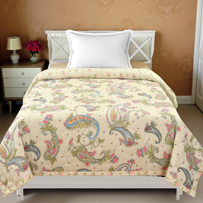 HS DESIGNING DREAMS Solid Single AC Blanket for  AC Room(Cotton, Paisley Beige)