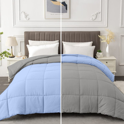 Razzai Solid Single Comforter for  Heavy Winter(Microfiber, Sky Blue, Silver)
