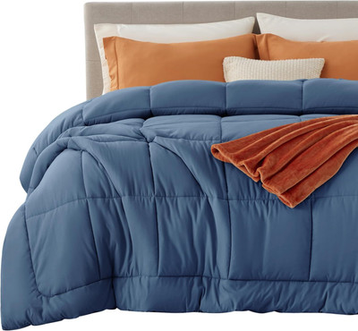 Blue Home Solid Single Comforter for  Heavy Winter(Poly Cotton, Dark Blue)