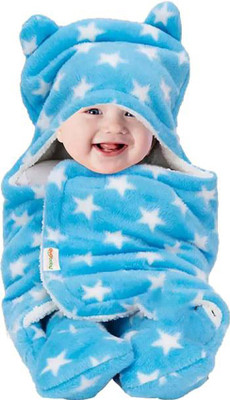 Oyo Baby Cotton Single Sized Bedding Set(Printed Blue, 1 Baby Blanket)