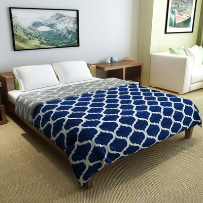 Divine Casa Abstract Double Comforter for  Mild Winter(Microfiber, Navy Blue & Grey)