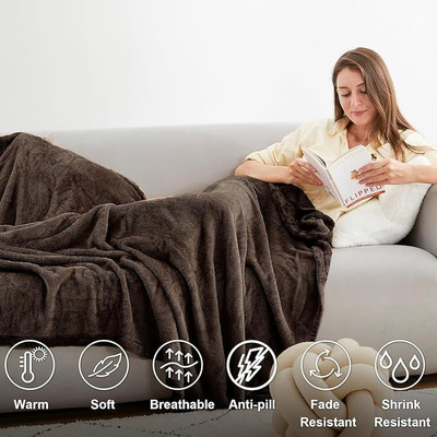 RAJ LAXMI INDUSTRIES Solid Double AC Blanket for  AC Room(Woollen Blend, Brown)