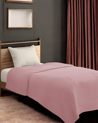 The Home Talk Solid Single Fleece Blanket for  AC Room(Polyester, Pink)