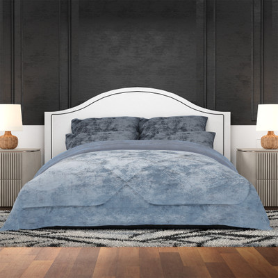 KUBER INDUSTRIES Self Design Double Comforter for  Heavy Winter(Microfiber, Grey, White)