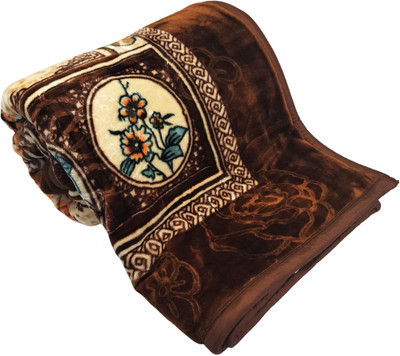 WARMZY Floral Double Mink Blanket for  Heavy Winter(Polyester, Brown Sh-01)