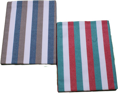 Tharunsha Elite Striped Single AC Blanket for  Mild Winter(Cotton, (Blue Grey-, Green Red)
