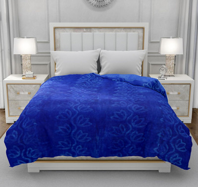 Shivam impex Solid Double Mink Blanket for  Heavy Winter(Woollen Blend, Blue)