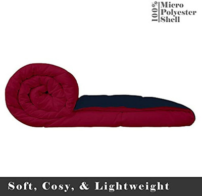 Relaxfeel Solid Single Comforter for  Heavy Winter(Poly Cotton, Maroon & Blue)